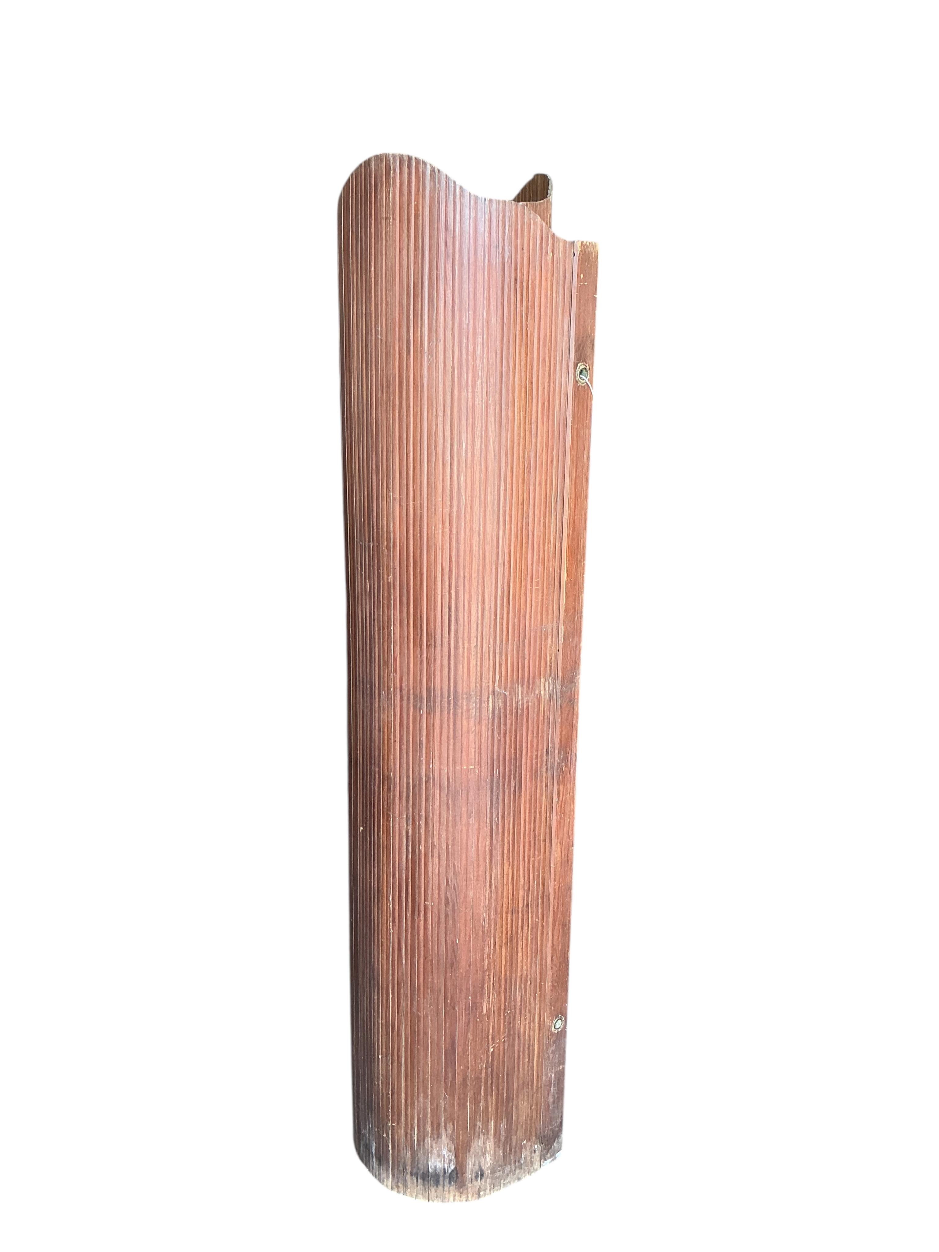 A Baumann style oak tambour dressing screen, height 174cm